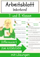 Vorschau - Arbeitsblätter - Imkerberuf Arbeitsblatt 7. & 8. Klasse Landwirtschaft AB mit Lösungen - Deckblatt