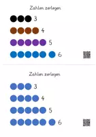 Vorschau - Arbeitsblätter - Die Zahlen 3, 4, 5 und 6 zerlegen mit Farbunterstützung (5 AB mit Lernvideolink) - Deckblatt