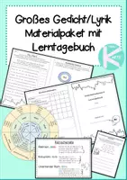 Vorschau - Unterrichtsreihen - Großes Lyrik/Gedichte Materialpaket mit Lerntagebuch - Deckblatt