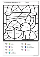 Vorschau - Arbeitsblätter - Rechnen und Malen bis 20 – Ostern | Addition & Subtraktion mit Zehnerübergang (Klasse 1) - Seite 2
