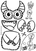 Vorschau - Spiele - Bastelvorlage "Monster-Mobile" Ausmalbilder - Seite 1