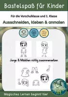 Vorschau - Arbeitsblätter - Bastelspaß: – Junge und Mädchen anmalen, ausschneiden & zusammenkleben - Deckblatt