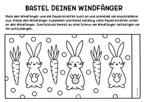 Vorschau - Arbeitsblätter - Oster Windspiel zum Ausmalen & Basteln im Frühling - Bunte Windfänger Bastelvorlagen - Seite 1