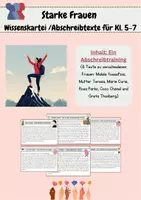 Vorschau - Aufgabenkarten - Starke Frauen_Abschreibtexte_Wissenskartei_Klasse 5,6,7 - Deckblatt