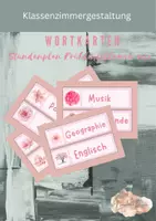 Vorschau - Poster - Stundenplankarten Frühlingsblumen rosa - Deckblatt