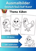 Vorschau - Mal- und Bastelvorlagen - Ausmalbilder & Mandalas PAKET Thema Hühner/Küken - Grundschule - Bastelvorlagen - Seite 1