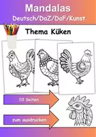 Vorschau - Mal- und Bastelvorlagen - Mandalas Thema Hühner/Küken - Grundschule - Bastelvorlagen - Deckblatt