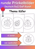 Vorschau - Mal- und Bastelvorlagen - runde Prickelbilder / Fensterbilder Thema Käfer/Marienkäfer - Grundschule - Bastelvorlagen - Deckblatt