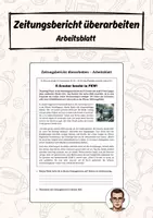 Vorschau - Arbeitsblätter - Zeitungsbericht überarbeiten - Arbeitsblatt - Deckblatt