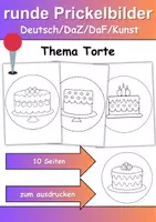 Vorschau - Mal- und Bastelvorlagen - runde Prickelbilder / Fensterbilder Thema Torte/Kuchen - Grundschule - Bastelvorlagen - Deckblatt