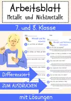 Vorschau - Arbeitsblätter - Metalle und Nichtmetalle Arbeitsblatt 7. & 8. Klasse Periodensystem AB mit Lösungen - Deckblatt