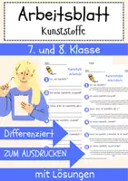 Vorschau - Arbeitsblätter - Kunststoffe Arbeitsblatt (1) 7. & 8. Klasse Polymere AB mit Lösungen - Deckblatt