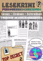 Vorschau - Arbeitsblätter - PERSONENBESCHREIBUNG Lesekrimi 3 Detektive Set 2 - Deckblatt