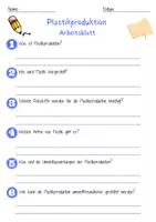 Vorschau - Arbeitsblätter - Plastikproduktion Arbeitsblatt 7. & 8. Klasse Kunststoffproduktion AB mit Lösungen - Seite 1