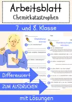 Vorschau - Arbeitsblätter - Chemiekatastrophen Arbeitsblatt 7. & 8. Klasse Umweltverschmutzung AB mit Lösungen - Deckblatt