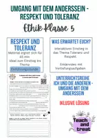 Vorschau - Arbeitsblätter - Umgang mit dem Anderssein - Respekt und Toleranz - Deckblatt