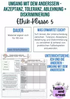 Vorschau - Arbeitsblätter - UMGANG MIT DEM ANDERSSEIN - AKZEPTANZ, TOLERANZ, ABLEHNUNG + DISKRIMINIERUNG - Deckblatt