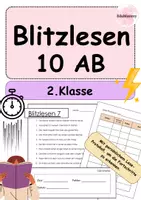 Vorschau - Unterrichtsreihen - Blitzlesen 2. Klasse: Leseförderung & Lesegeschwindigkeit steigern – 10 Übungsblätter für flüssiges Lesen mit Lese-Protokoll - Deckblatt