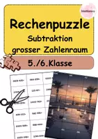 Vorschau - Spiele - Subtraktion 5.Klasse Rechenpuzzle | grosser Zahlenraum - Deckblatt