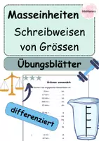 Vorschau - Arbeitsblätter - Masseinheiten | Schreibweisen von Grössen umwandeln 3 AB - Deckblatt