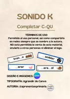 Vista previa - Tarjetas / Manipulativos - Sonido K (completar palabra) - Portada