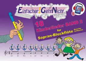 Vorschau - Arbeitsblätter - 18 Kinderlieder BAND 2 für Blockflöte | Noten und Audio-Tracks - Deckblatt