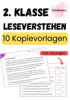 Vorschau - Arbeitsblätter - Leseverstehen 2. Klasse - 10 Arbeitsblätter mit Lösungen - Deckblatt