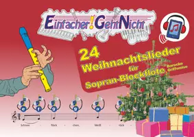 Vorschau - Arbeitsblätter - 24 Weihnachtslieder für Blockflöte | Noten und Audio-Tracks - Deckblatt