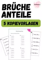 Vorschau - Arbeitsblätter - Brüche Anteile berechnen 5. Klasse und 6.Klasse - Deckblatt