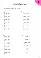 Vorschau - Arbeitsblätter - Brüche Anteile berechnen 5. Klasse und 6.Klasse - Seite 1