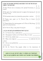 Vista previa - Hojas de trabajo - St. Patrick's Day reading comprehension + grammar - página 3