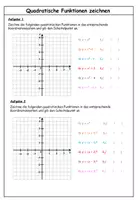 Vorschau - Arbeitsblätter - Quadratische Funktionen zeichnen (inkl. Lösung) - Deckblatt