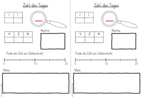 Vorschau - Arbeitsblätter - Zahl des Tages Klasse 1 ZR20 Arbeitsblatt - Seite 1