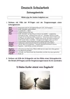 Vorschau - Arbeitsblätter - Zeitungsbericht - Schularbeit / Klassenarbeit - Seite 1