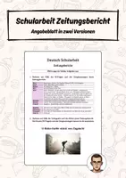 Vorschau - Arbeitsblätter - Zeitungsbericht - Schularbeit / Klassenarbeit - Deckblatt