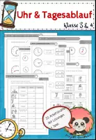 Vorschau - Arbeitsblätter - Uhr & Tagesablauf - Uhrzeiten - Zeitspannen - Klasse 3,4 - Deckblatt