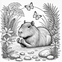 anteprima - Materiale per pittura e bricolage - Capibara Disegni da colorare (50 illustrazioni realistiche da colorare) - Pagina 2