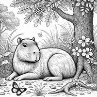 anteprima - Materiale per pittura e bricolage - Capibara Disegni da colorare (50 illustrazioni realistiche da colorare) - Pagina 3