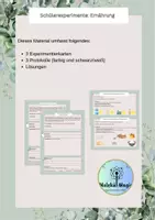 Vorschau - Arbeitsblätter - Schülerexperimente zur Ernährung (Kohlenhydrate, Fette, Proteine) - Deckblatt