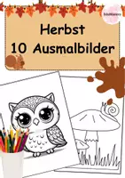 Vorschau - Arbeitsblätter - Herbst | 10 Ausmalbilder | Malvorlagen - Deckblatt