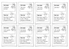 Vorschau - Spiele - Ich habe... Wer hat...? Zeitformen / Zeiten - Spiel mit Konjugation (inkl. zwei Varianten und auch in schwarz-weiß) - Seite 2