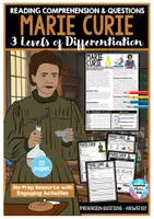 Vorschau - Unterrichtsreihen - Englisch Klasse 5 – Marie Curie 3-fach differenzierte Reading Comprehension & Simple Past Übungen (A1–B1) - Deckblatt