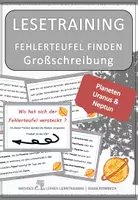 Vorschau - Fördermaterial/Inklusion - Planeten Spezial - Uranus & Neptun: Fehlerteufel Lesekarten Großschreibung - Deckblatt