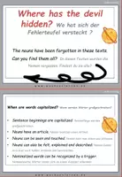 Vorschau - Fördermaterial/Inklusion - DaF / DaZ Englisch: Planeten Spezial - Mars & Erde: Fehlerteufel Lesekarten Großschreibung - Seite 1