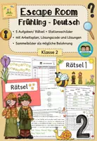 Vorschau - Arbeitsblätter - Escape Room: Frühling (Deutsch, Klasse 2) - Deckblatt