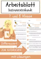 Vorschau - Arbeitsblätter - Instrumentenkunde Arbeitsblatt 7. & 8. Klasse Musikinstrumente AB mit Lösungen - Deckblatt