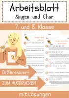 Vorschau - Arbeitsblätter - Singen und Chor Arbeitsblatt 7. & 8. Klasse Vokalmusik AB mit Lösungen - Deckblatt