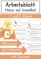 Vorschau - Arbeitsblätter - Fitness und Gesundheit Arbeitsblatt 7. & 8. Klasse Körper & Gesundheit AB mit Lösungen - Deckblatt