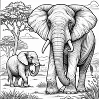 anteprima - Materiale per pittura e bricolage - Elefanti Disegni da colorare (50 illustrazioni realistiche da colorare) - Pagina di copertina