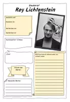 Vorschau - Arbeitsblätter - Roy Lichtenstein - Künstlersteckbrief // Recherchearbeit - Deckblatt